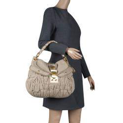 Miu Miu Beige Canvas Coffer Hobo
