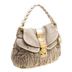 Miu Miu Beige Canvas Coffer Hobo