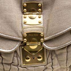 Miu Miu Beige Canvas Coffer Hobo