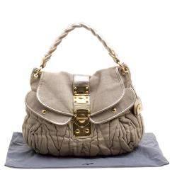 Miu Miu Beige Canvas Coffer Hobo