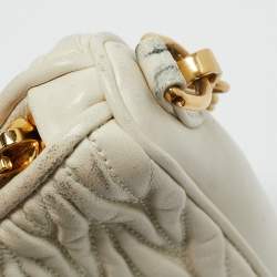 Pre Owned Miu Miu White Matelassé Leather Shoulder Bag