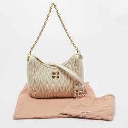Pre Owned Miu Miu White Matelass�é Leather Shoulder Bag