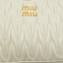 Pre Owned Miu Miu White Matelassé Leather Shoulder Bag