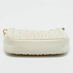 Pre Owned Miu Miu White Matelassé Leather Shoulder Bag
