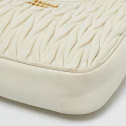 Pre Owned Miu Miu White Matelassé Leather Shoulder Bag