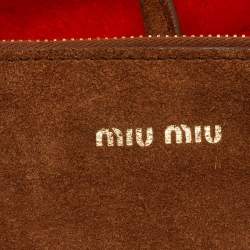 Pre Owned Miu Miu Multicolor Shearling Fur and Suede Logo Colorblock Tote