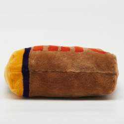 Pre Owned Miu Miu Multicolor Shearling Fur and Suede Logo Colorblock Tote