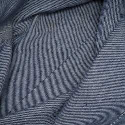 Pre Owned Miu Miu Blue Denim and Leather Logo Shopper Tote