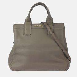 Pre Owned Miu Miu Gray Calfskin 2way Tote Bag