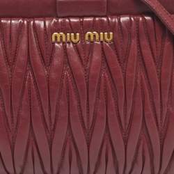 Pre Owned Miu Miu Red Matelasse Leather Frame Crossbody Bag