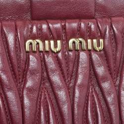 Pre Owned Miu Miu Red Matelasse Leather Frame Crossbody Bag