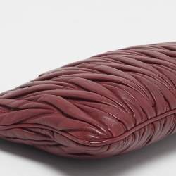 Pre Owned Miu Miu Red Matelasse Leather Frame Crossbody Bag