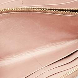 Pre Owned Miu Miu Beige Quilted Leather Zip Continental Wallet