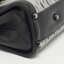 Pre Owned Miu Miu Black/Grey Matelassé Leather Pushlock Flap Top Handle Bag