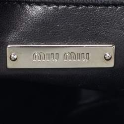 Pre Owned Miu Miu Black/Grey Matelassé Leather Pushlock Flap Top Handle Bag