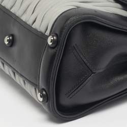 Pre Owned Miu Miu Black/Grey Matelassé Leather Pushlock Flap Top Handle Bag