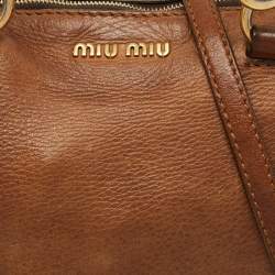 Pre Owned Miu Miu Brown Leather Grommet and Studded Tote