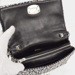 Pre Owned Miu Miu Black White Matelasse Bijou Chain Shoulder Bag