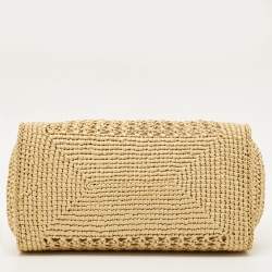Pre Owned Miu Miu Beige/Brown Woven Raffia Tote