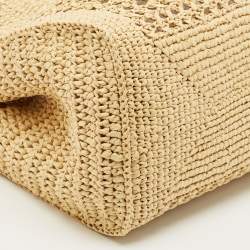 Pre Owned Miu Miu Beige/Brown Woven Raffia Tote