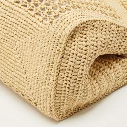 Pre Owned Miu Miu Beige/Brown Woven Raffia Tote