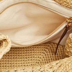 Pre Owned Miu Miu Beige/Brown Woven Raffia Tote