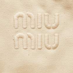 Pre Owned Miu Miu Beige/Brown Woven Raffia Tote