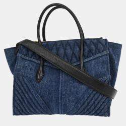 Pre Owned Miu Miu Blue Denim Biker 2way Handbag