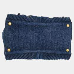 Pre Owned Miu Miu Blue Denim Biker 2way Handbag