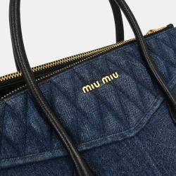 Pre Owned Miu Miu Blue Denim Biker 2way Handbag
