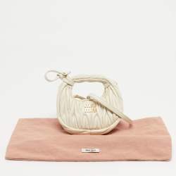 Pre Owned Miu Miu White Matelassé Leather Micro Wander Hobo