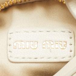Pre Owned Miu Miu White Matelassé Leather Micro Wander Hobo