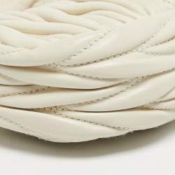 Pre Owned Miu Miu White Matelassé Leather Micro Wander Hobo