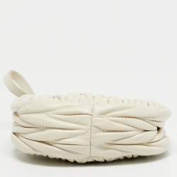 Pre Owned Miu Miu White Matelassé Leather Micro Wander Hobo