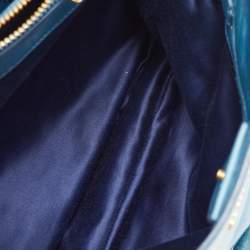Pre Owned Miu Miu Blue Vitello Shine Leather Double Zip Tote