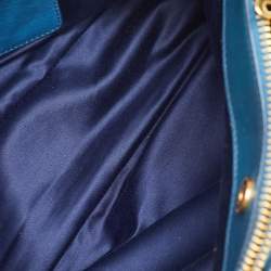 Pre Owned Miu Miu Blue Vitello Shine Leather Double Zip Tote