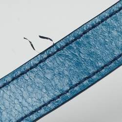 Pre Owned Miu Miu Blue Vitello Shine Leather Double Zip Tote