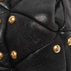 Pre Owned Miu Miu Black Leather Embellished Tote