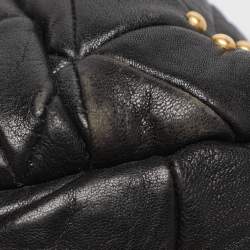 Pre Owned Miu Miu Black Leather Embellished Tote