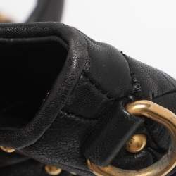 Pre Owned Miu Miu Black Leather Embellished Tote