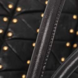 Pre Owned Miu Miu Black Leather Embellished Tote