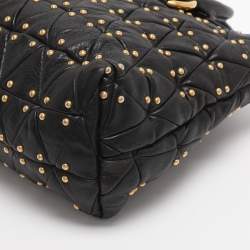 Pre Owned Miu Miu Black Leather Embellished Tote