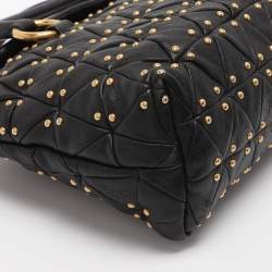 Pre Owned Miu Miu Black Leather Embellished Tote