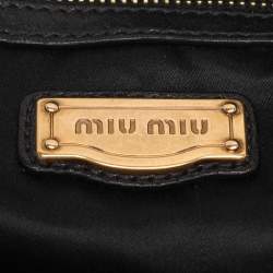 Pre Owned Miu Miu Black Leather Embellished Tote