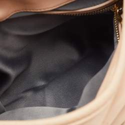 Pre Owned Miu Miu Light Beige Matelasse Lux Leather Small Coffer Hobo