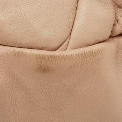 Pre Owned Miu Miu Light Beige Matelasse Lux Leather Small Coffer Hobo