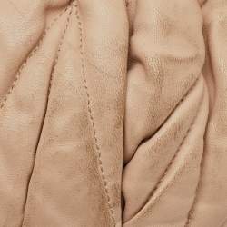 Pre Owned Miu Miu Light Beige Matelasse Lux Leather Small Coffer Hobo