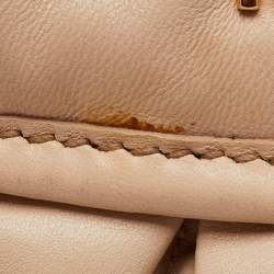 Pre Owned Miu Miu Light Beige Matelasse Lux Leather Small Coffer Hobo