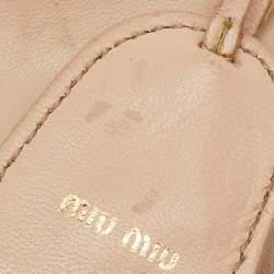 Pre Owned Miu Miu Light Beige Matelasse Lux Leather Small Coffer Hobo