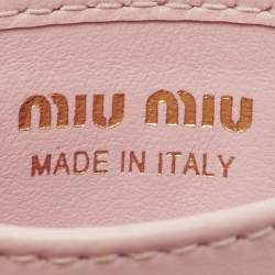Pre Owned Miu Miu Pink Monogram Embossed Leather Logo Card Holder